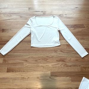 Shein Ribbed Scoop Neck Long Sleeve Top Shirt